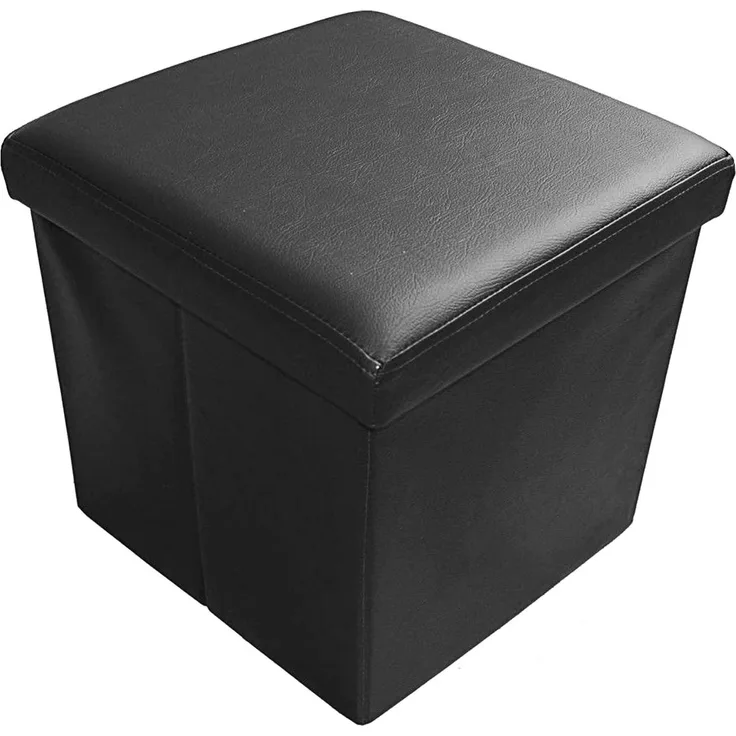 Style home Sitzhocker Sitzbank mit Stauraum, Faltbare Aufbewahrungsbox Sitztruhe Sitzwürfel Fußablage, belastbar bis 300 kg, Kunstleder, 38 * 38 * 38 cm (Schwarz)
