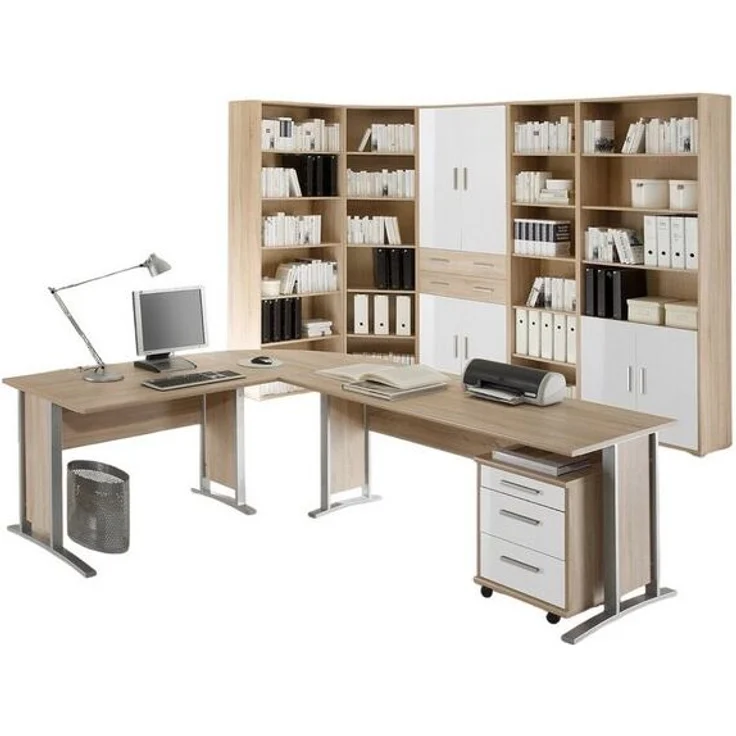 moebel-dich-auf Aktenschrank OFFICE LINE (220, Büromöbel-Set Arbeitszimmer Büro) in Eiche Sonoma / weiß – Bild 4