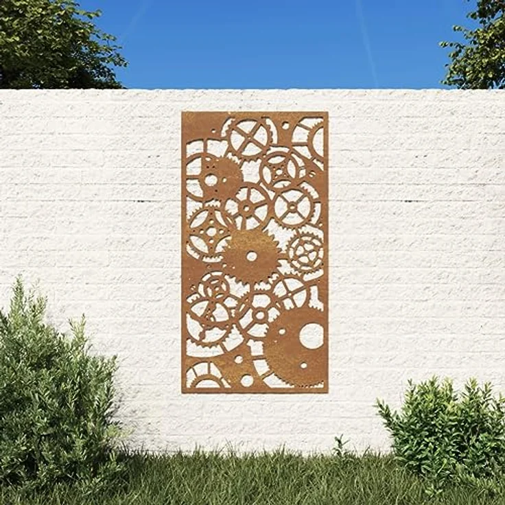 vidaXL Garten-Wanddeko 105x55 cm, Cortenstahl mit Zahnräder-Design, wetterfest und korrosionsbeständig – Bild 2