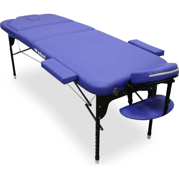 WELLCORE Faltbare Aluminium-Bahre, mit aufklappbarer Rückenlehne, 185 x 65 cm, Kunstleder, höhenverstellbar, Gelenkkopf, Gesichtsloch, Silber, Transporttasche, bis 225 kg – Bild 4