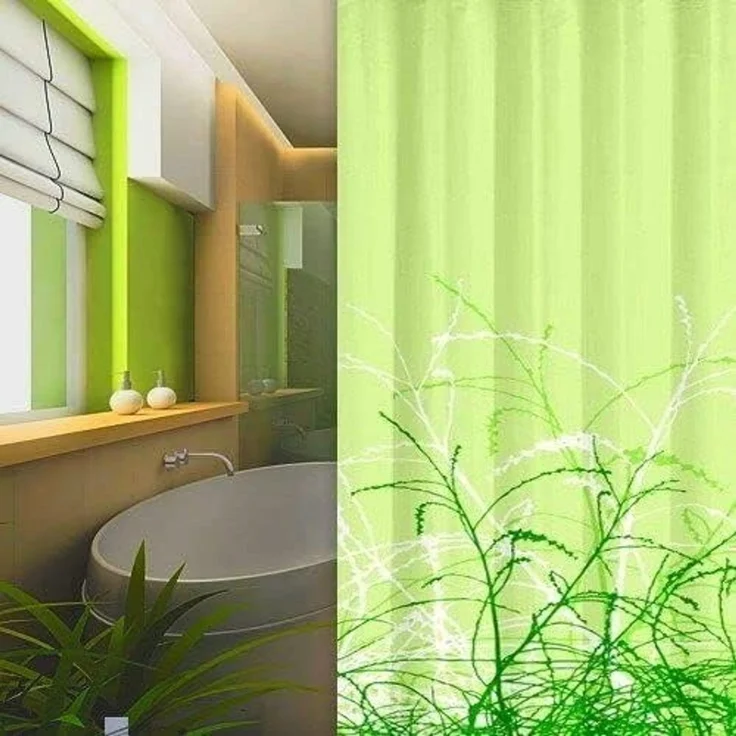 LikeKa Duschvorhang Badevorhang grün Wasserdicht Textil Stoff Waschbar Anti-schimmel Breite 120 cm – Bild 1