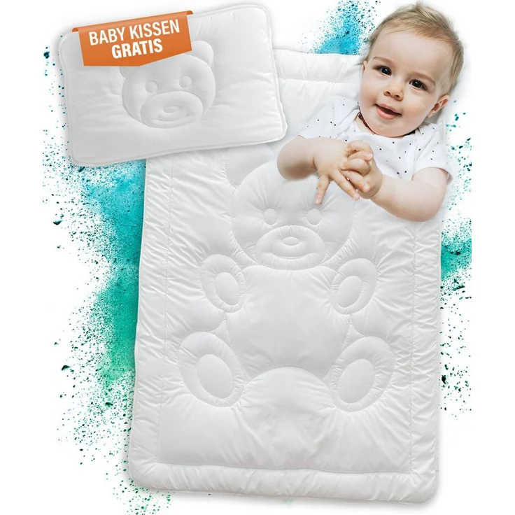 KNERST Kinderbettdecke + Microfaserkissen Kinder Bettdecken für kuschelig, weiche Träume, Füllung: 100% Polyester, Hautfreundlich, für Allergiker geeignet, waschbar bis 60 grad – Bild 1