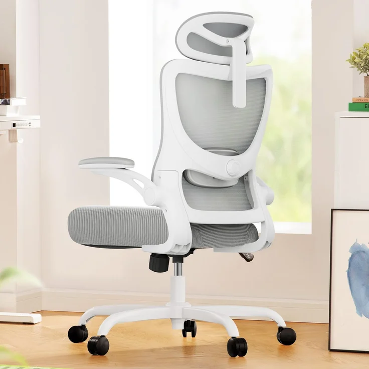 Marsail Bürostuhl Ergonomisch: Schreibtischstuhl mit hohem Rückenlehne-Mesh und Verstellbarer Lendenstütze, drehbaren Arbeitsstuhl für Arbeitsaufgaben mit Rollen, 3D-Armlehnen und Kopfstütze