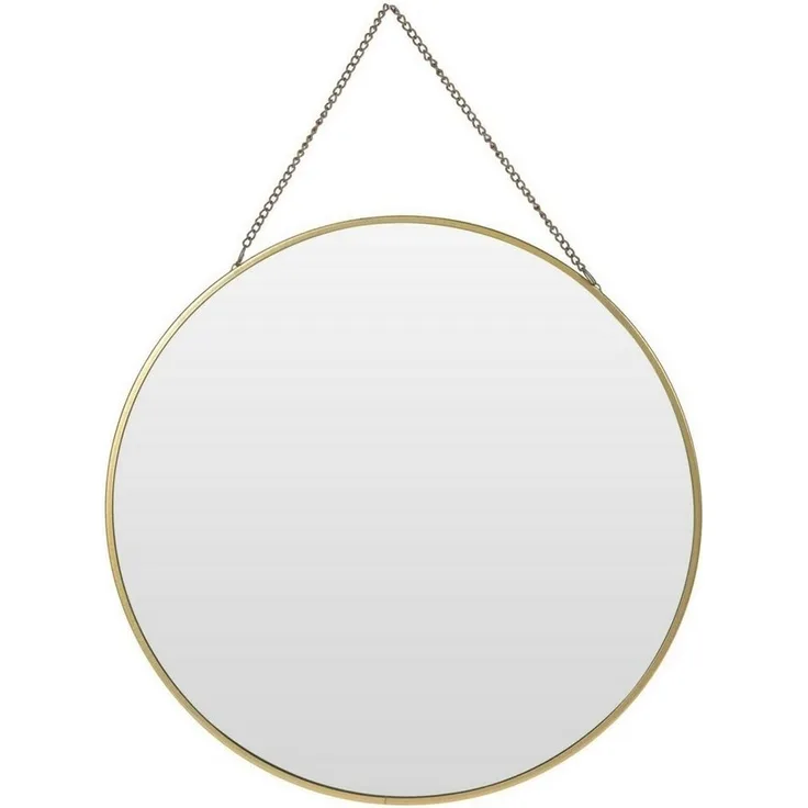 Meinposten Wandspiegel Spiegel rund Wandspiegel Schminkspiegel runder Metall GOLD Ø 30 cm (1-St), Metall in gold mit dekorativer Aufhängekette