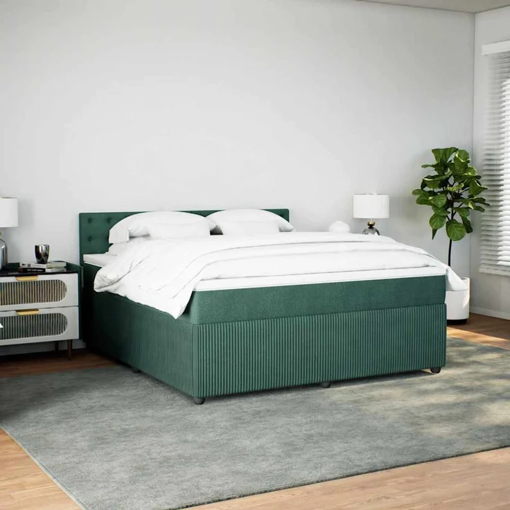 vidaXL Boxspringbett mit Matratze Dunkelgrün 180x200 cm Samt 3290121 – Bild 4