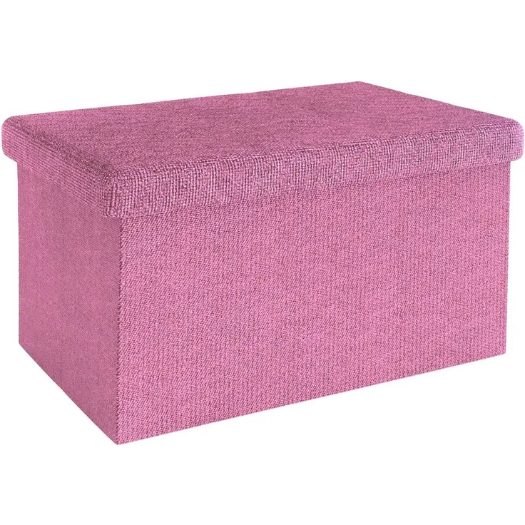 INTIRILIFE Faltbare Sitzbank 49 x 30 x 30 cm in KIRSCHBLÜTEN PINK - Sitzwürfel mit Stauraum und Deckel aus Stoff in Leinen Optik - Sitzcube Fußablage Aufbewahrungsbox Truhe Sitzhocker