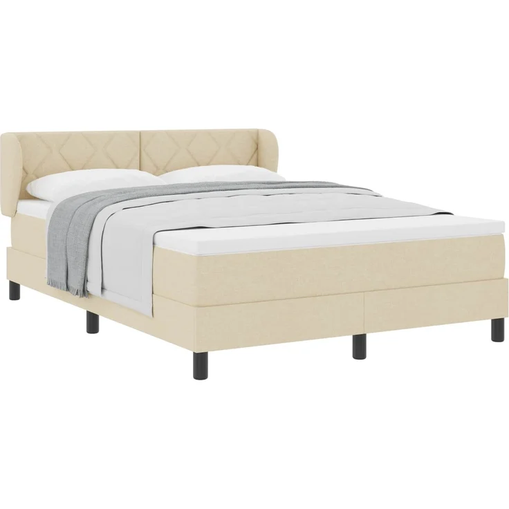 vidaXL Boxspringbett mit Kopfteil Creme 160 x 200 cm Stoff 3340099 – Bild 2