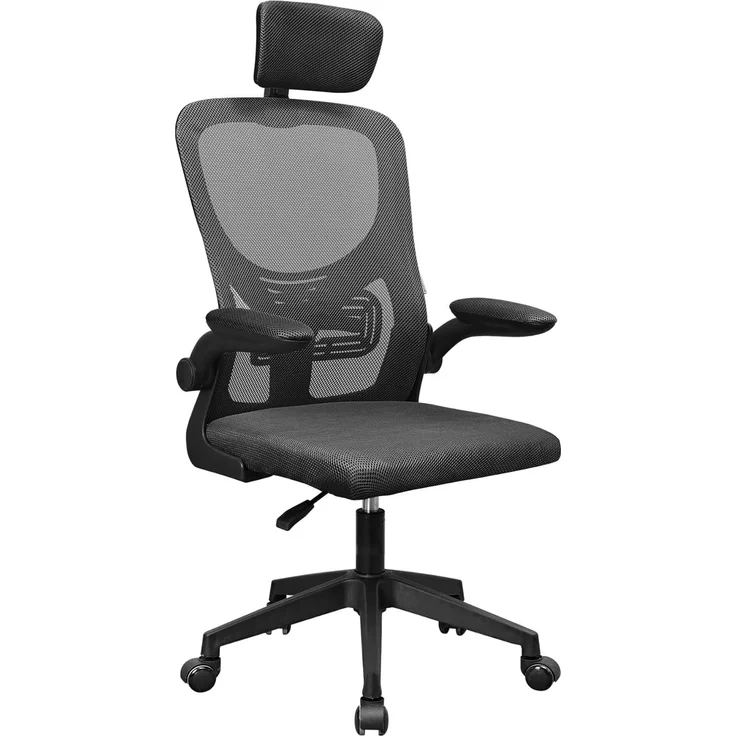 MARSGAMING MGC-ERGOPLUS, Professioneller Ergonomischer Stuhl, Dynamische Lendenwirbelstütze, Atmungsaktives Netz, Höhenverstellbar 115 und 125cm, Klappbare Armlehnen, Verstellbare Kopfstütze, Schwarz