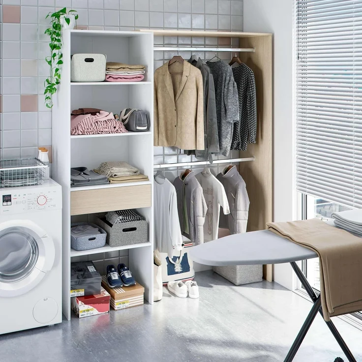 Calicosy 'DRESS' Kleiderschrank Eichenholzoptik und weiß - H187 cm - Weiß – Bild 2