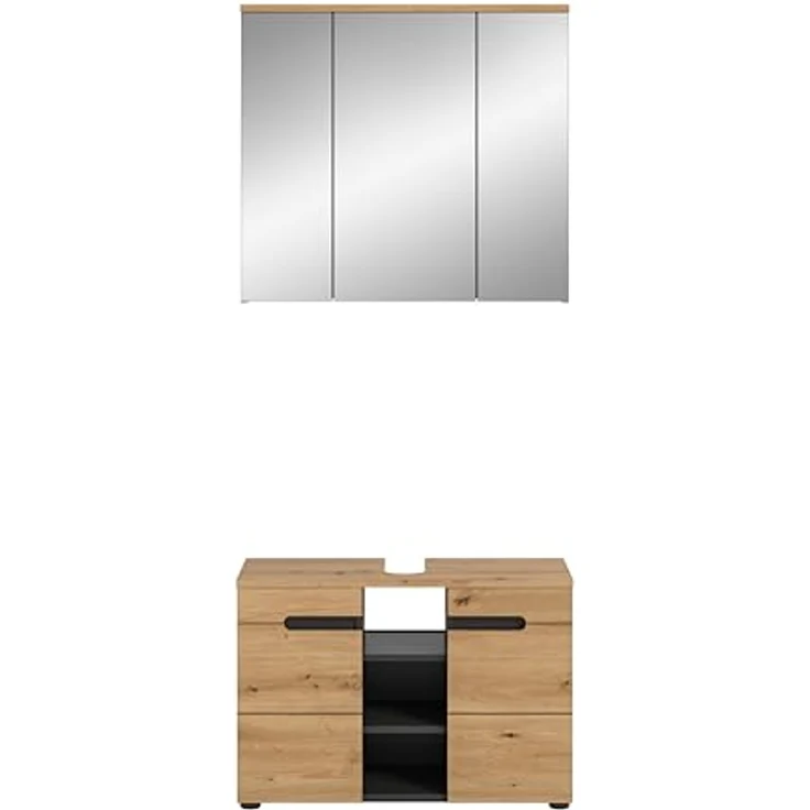 Xonox Canu Badkombination (B/H/T: 80x193x34 cm) in Basalt grau Nachbildung und Artisan Nachbildung – Bild 5