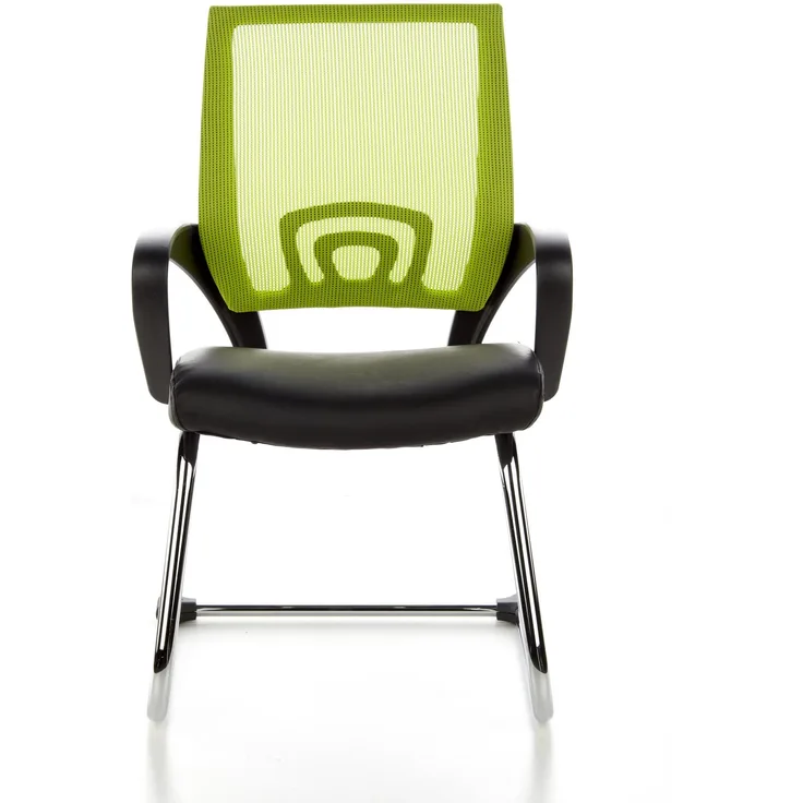 hjh OFFICE Besucherstuhl Konferenzstuhl VISTO NET V Kunstleder/Netzstoff Schwarz / Grün