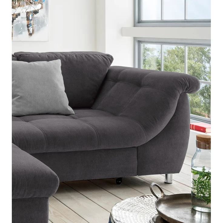 Ecksofa Schlafcouch L-Garnitur Bettkasten Ottomane links Mikrofaser Anthrazit – Bild 5