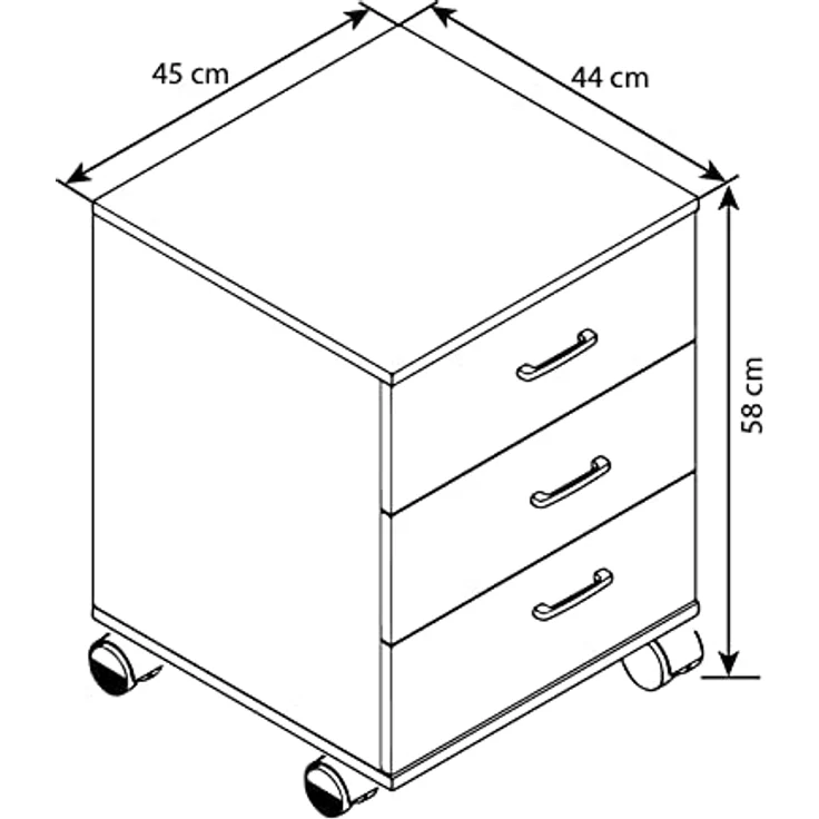 MID.YOU Rollcontainer, Grau, Kunststoff, 3 Schubladen, 45x58x44 cm für Arbeitszimmer – Bild 4