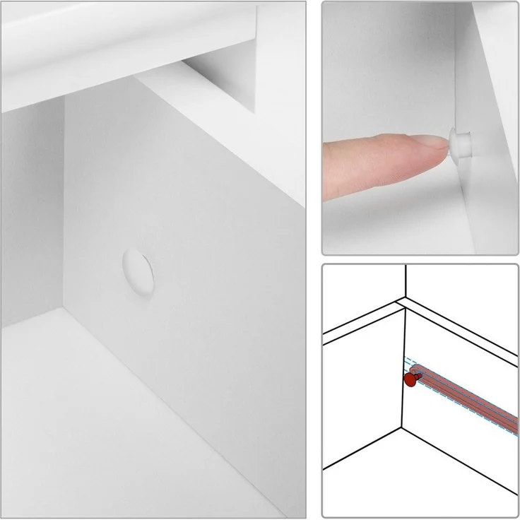 Yaheetech 2er-Set Nachttisch mit Schublade, Holz weiß, 70x25x25 cm – Bild 9
