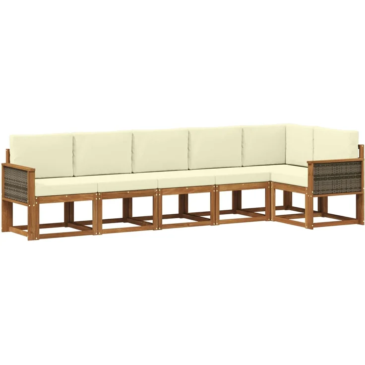 vidaXL Outdoor-Sofagarnitur 6 stk. 6-Sitzer Natur und Creme 3385246 – Bild 2