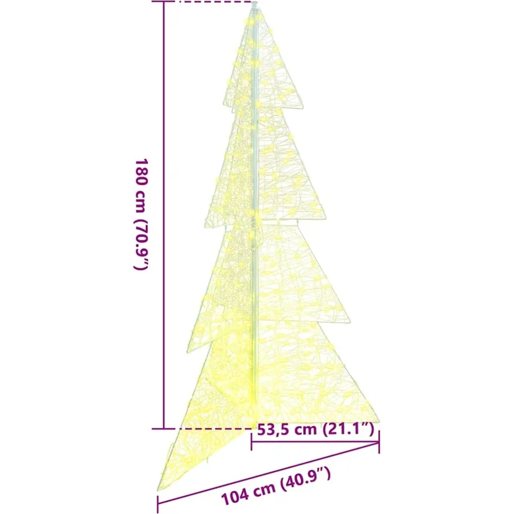 vidaXL Weihnachtsbaum Warmes Weiß 180 cm Acryl 240 LEDs 42019210 – Bild 10