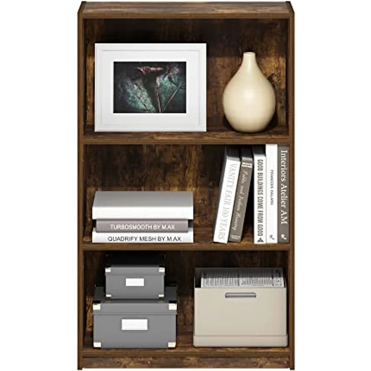 Furinno JAYA Simple Home Bücherregal mit 3 Ebenen und verstellbarem Regal, Bernsteinkiefer – Bild 6