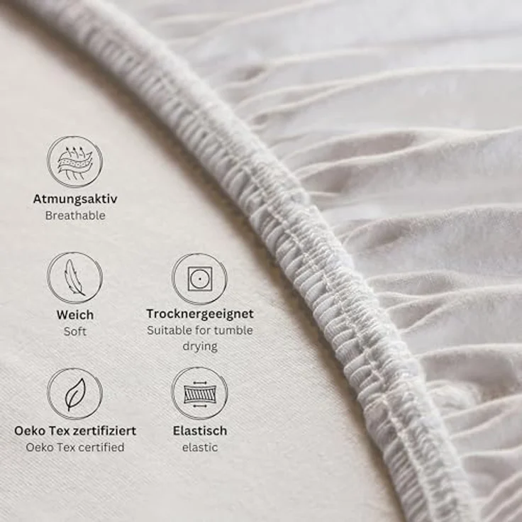 Esprit Spannbettlaken PREMIUM Spannbettlaken, 95% Baumwolle, 5% Elasthan, Gummizug: rundum, (1 Stück), 100 x 200 cm in Weiss – Bild 9