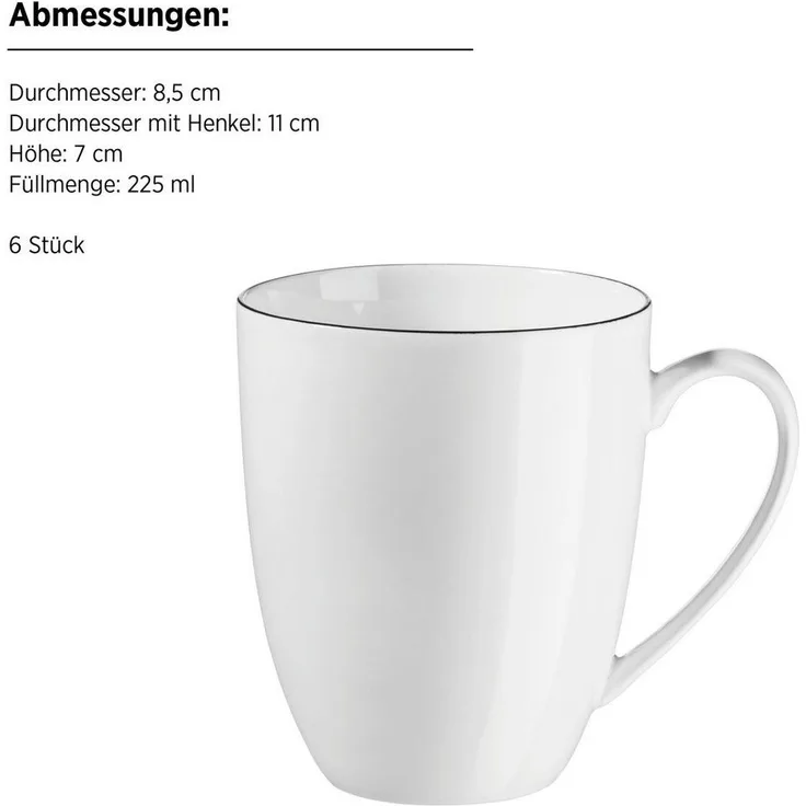 MÄSER Becher Felise, 6-tlg, Porzellan