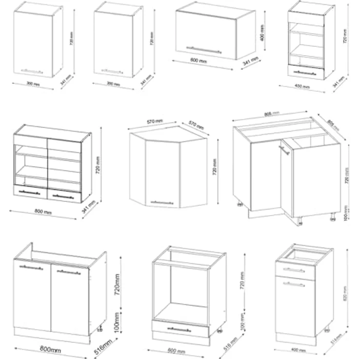 Vicco Fame-Line Eckküche, Creme/Weiß, L-Form, Holzwerkstoff, 190x82x60 cm, ohne Geräte – Bild 3
