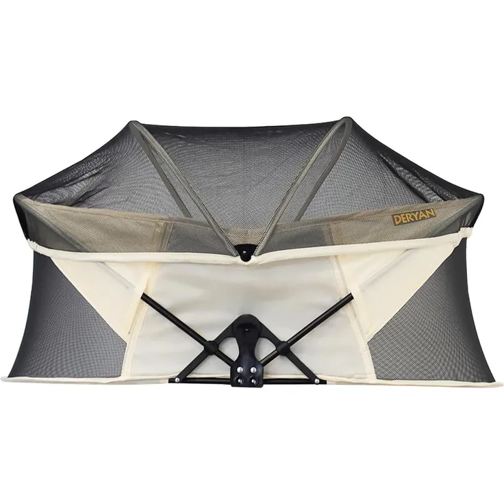 Deryan Leicht - Portable Reisebettzelt für Babys- Zweipunkt-Sicherheits-T-Lock-System - Mit Moskitohaube, Matratze und Tasche - Atmungsaktives Netz