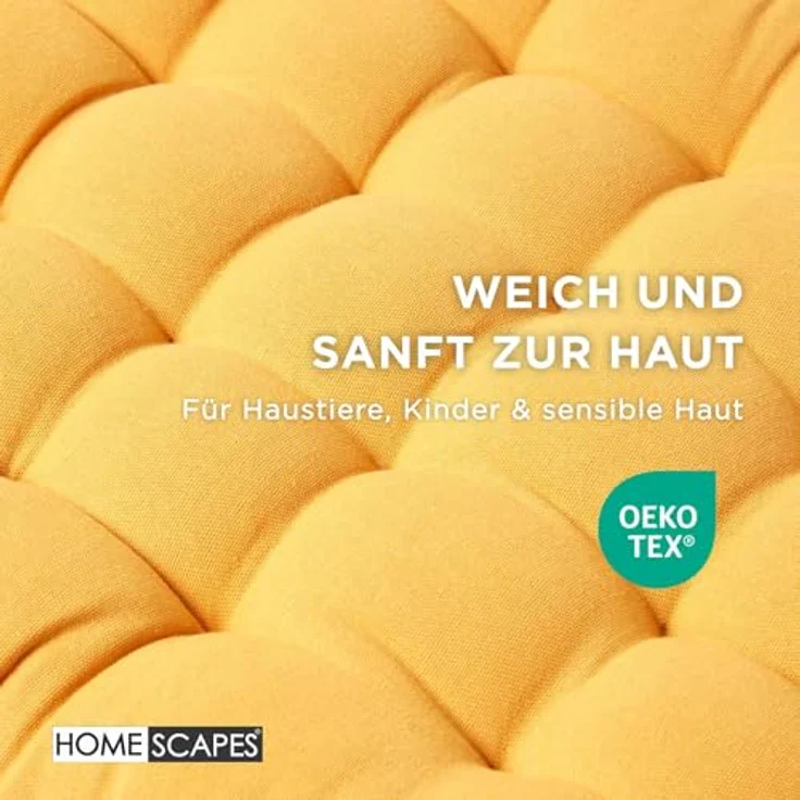 Homescapes Stuhlkissen 3er Bankauflage gelb 100% Baumwolle – Bild 5