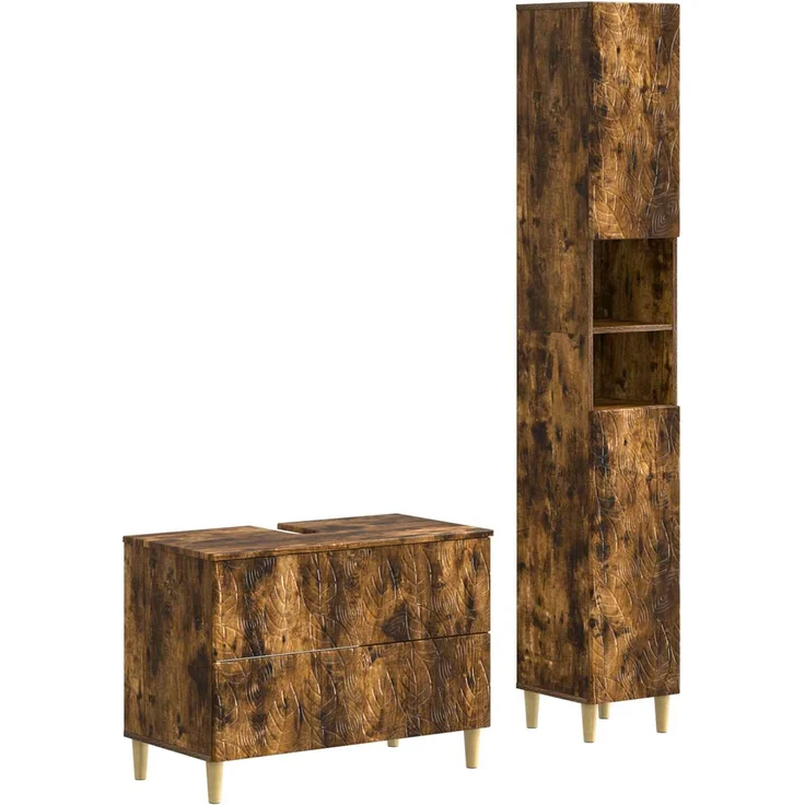 vidaXL 2-teiliges Badezimmer Schrank Set DELFT Raucheiche 3417545 – Bild 2