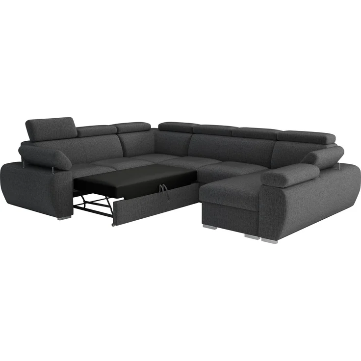 Wohnlandschaft Boston U mit Bettkasten, Schlaffunktion, Einstellbare Kopfstützen (Farbe: Flow 09, Seite: Rechts, 2r+R+2p+LC) – Bild 3