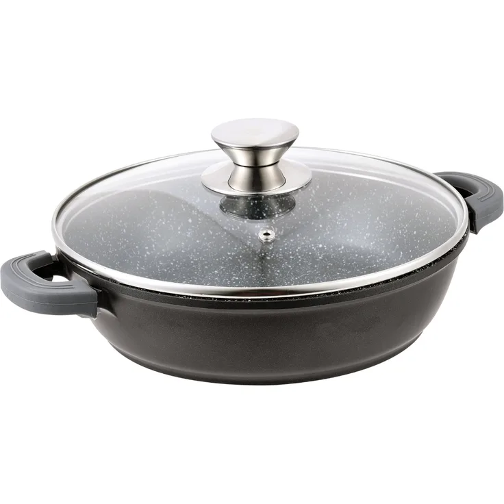 40 cm Bräter Bratpfanne Servierpfanne Schmorpfanne Induktion Glasdeckel Kasserolle