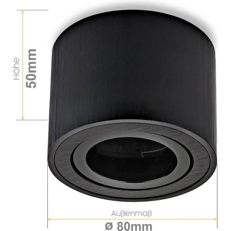 Sweet LED Aufbauleuchte 4er Set Aufbauspots flach 50mm Aluminium 230V schwarz, Aufbaustrahler LED, Aufbauspot, Deckenstrahler