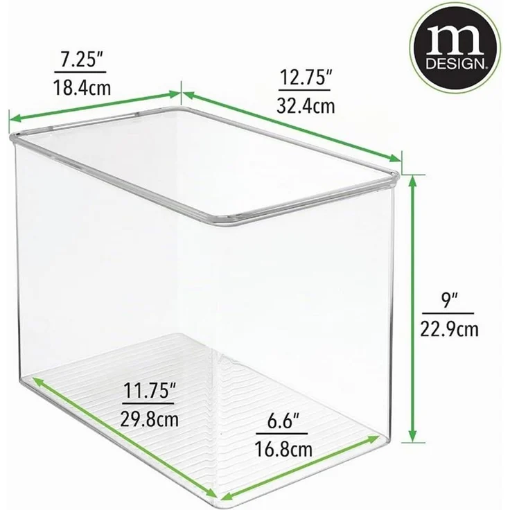 mDesign Organizer Aufbewahrungsbox Regalbox Deckel Stapelbar 2er-Set Transparent – Bild 2