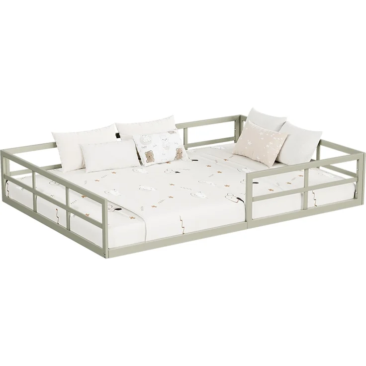 Bodenbett aus Metall Minno Greige 140x200 mit Matratze Vitalispa – Bild 5