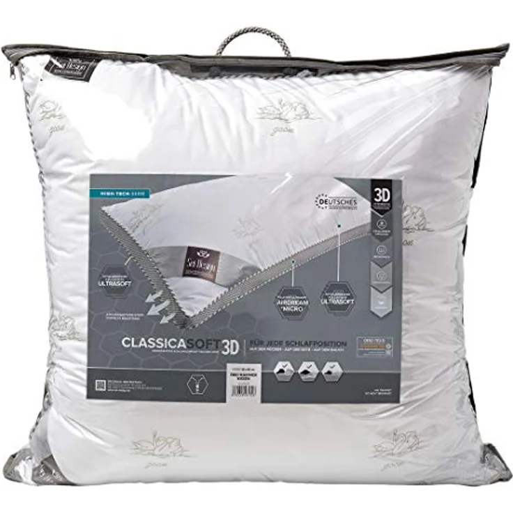SEI Design Kopfkissen SWAN Classica Soft 3D 80x80 - Dreikammerkissen Schlafkissen, Füllung: Airdream micro, Bezug: Microfaser, Rückenschläfer, Seitenschläfer, Bauchschläfer, Alternative zu Daunen – Bild 10