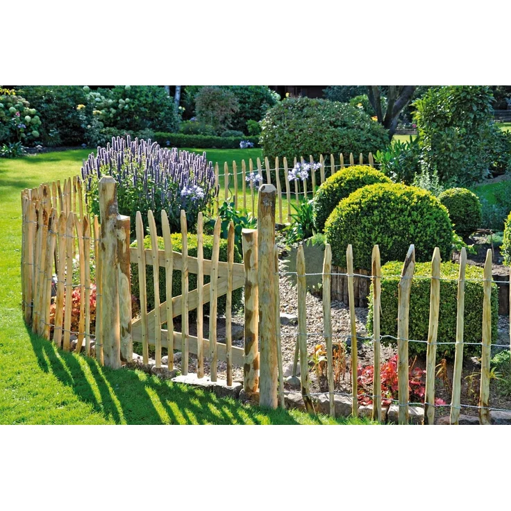 Staketenzaun 0,9x5m Abstand 4-5cm Gartenzaun Holzzaun Rollzaun Gartenteich Zaun – Bild 3