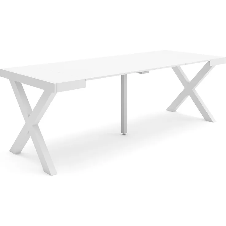 Skraut Home | Ausziehbarertisch | Multifunktionaler ausziehbarer | 220 | Für 10 Gäste | Massivholz Beine | Moderner Stil | Weiß
