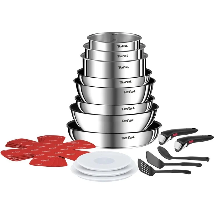 Tefal Ingenio Emotion 20-tlg. Topf und Pfannenset abnehmbarer Griff, mit Zubehör, stapelbar, platzsparend, Topfset Induktion Titanium 2X Antihaftversiegelung, einfache Handhabung und Reinigung, L897SK – Bild 1