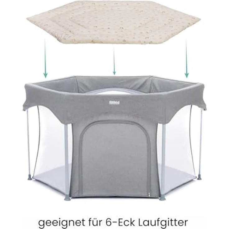 Fillikid Einlage Laufstall 6-eckig Exklusiv | Krabbeldecke Laufgitter 124 cm | Schutzeinlage Laufgitter weich gepolstert | Spieldecke waschbar | Laufgittereinlage – Bild 5
