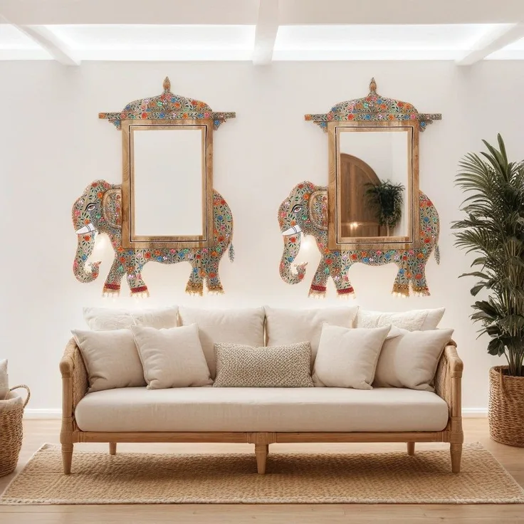 Marrakesch Orient & Mediterran Interior Wandspiegel Boho Deko Wanddeko Wandspiegel Spiegel Akshara Bunt (1-St), Wandspiegel