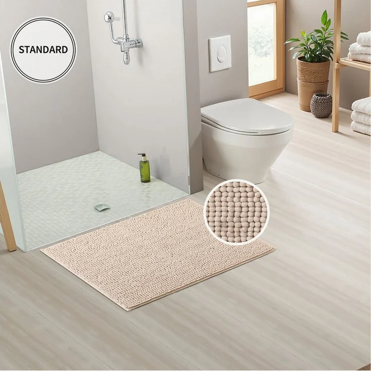 OTTO home Badematte Vanessa Chenille, Standard & Premium, 15mm oder 20mm, auch als 2er Set, rutschhemmend beschichtet, schnell trocknend, strapazierfähig, fußbodenheizungsgeeignet, Polyester, rechteckig, 2-tlg. 45 cm x 50 cm, Uni Farben, besonders weic... – Bild 3