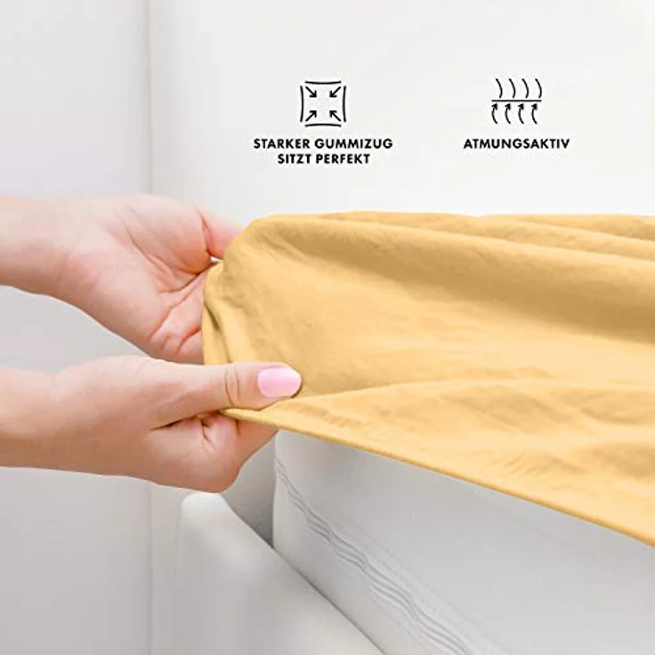 Jacobson Laken to GO Spannbettlaken Jersey Spannbetttücher Bettlaken 50% Baumwolle 50% Polyester (180x200-200x200 cm 2er Set, Beige) – Bild 4