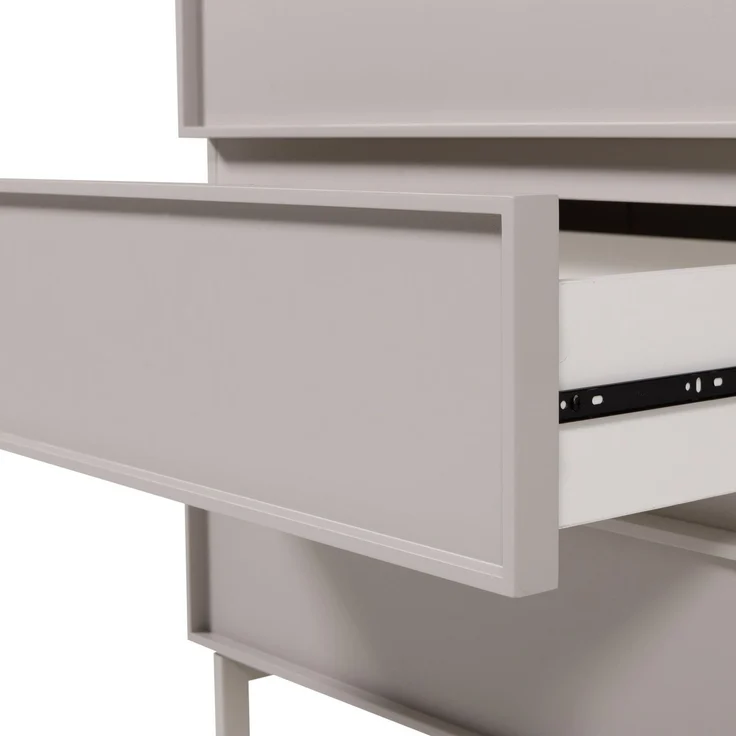 Kommode Tours aus MDF und Metall, modern und geräumig, Sand, 4 Schubladen, 102 x 70 x 42 cm – Bild 8