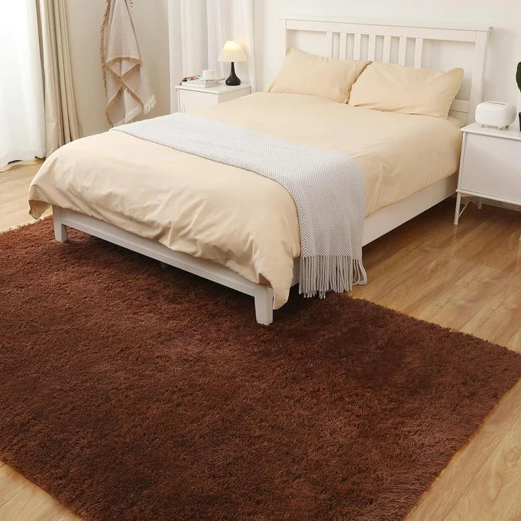 1 Stück Wohnzimmerteppich, superweich, rutschfest, 120x80 cm, Braun – Bild 6