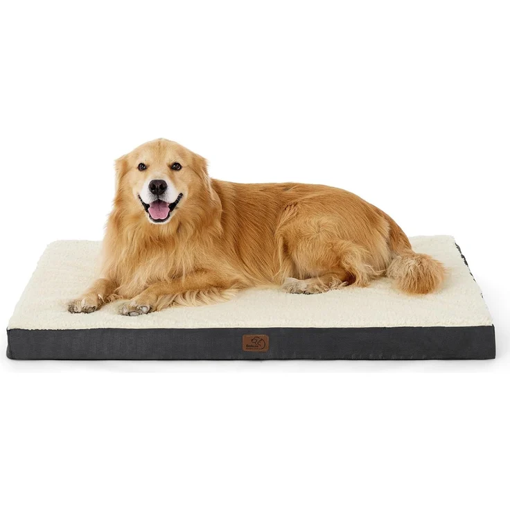 BEDSURE orthopädisches Hundebett Grosse Hunde - 112 x 81 x 7.6 cm Hundekissen flauschig Hundematte waschbar Hundematratze in grau für große Hunde – Bild 1