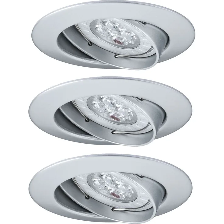 Paulmann Premium Einbauleuchten Set schwenkbar LED 3x3,5W 2700K 230V GU10 51mm Chrom matt/Alu Zink1476