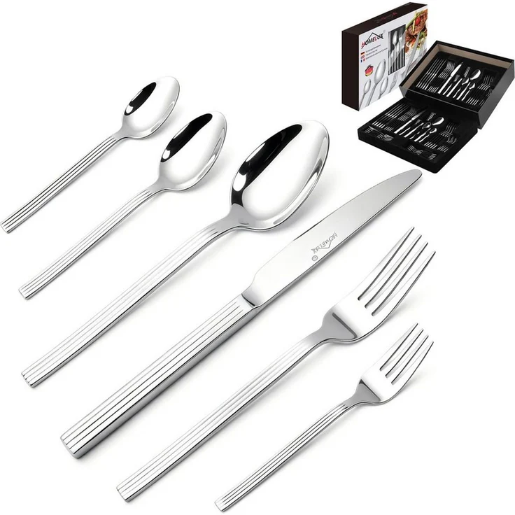 HOMELUX Besteck-Set 72-tlg. Besteck Set Für 12 Personen,Edelstahl, glänzend Silber, 12 Personen, Spiegelpoliert,spülmaschinengeeignet,hochwertiger Besteckkasten – Bild 1
