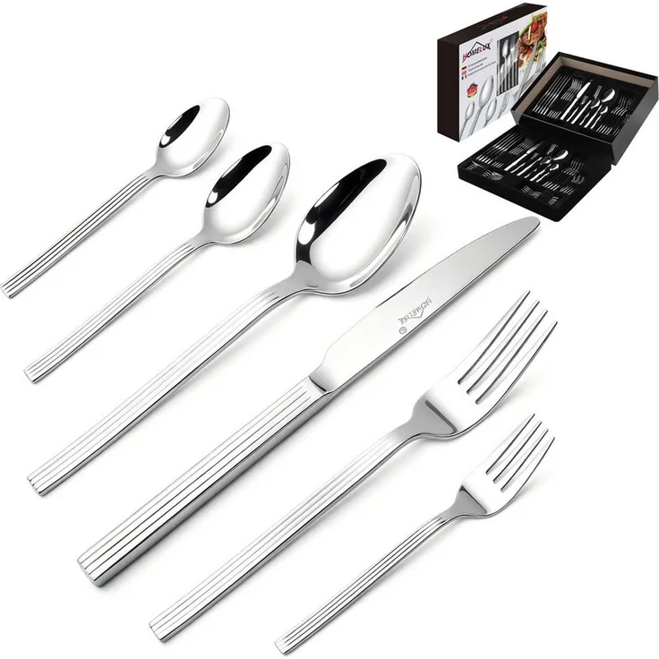 HOMELUX Besteck-Set 72-tlg. Besteck Set Für 12 Personen,Edelstahl, glänzend Silber, 12 Personen, Spiegelpoliert,spülmaschinengeeignet,hochwertiger Besteckkasten