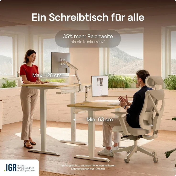 Desktronic Höhenverstellbarer Schreibtisch aus Bambus (120x60 cm) – Elektrisch höhenverstellbar mit flüsterleisem Dual-Motor & Touchscreen – Hohe Tragfähigkeit – Stehtisch HomePro – Bild 7