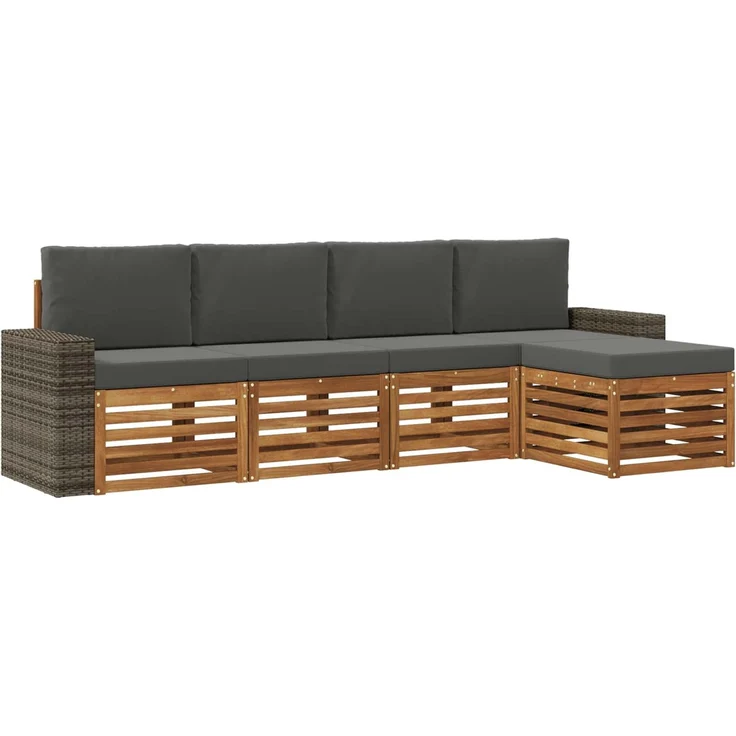 vidaXL Outdoor-Sofagarnitur 5 stk. 5-Sitzer Natur und Anthrazit 3384248 – Bild 2