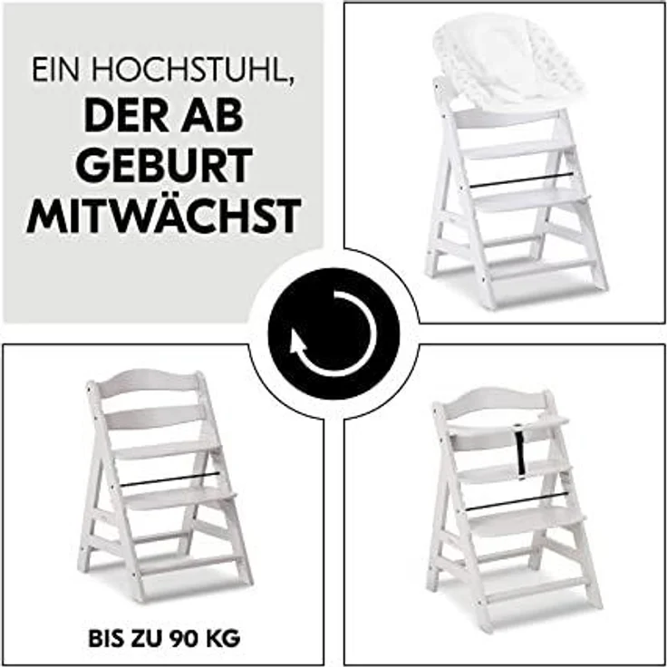 Hauck Kinder Hochstuhl Alpha+ - Mitwachsender Holz Babystuhl (FSC zertifiziert), Kinderhochstuhl ab 6 Monate, verstellbar, mit Schutzbügel, Schrittgurt und 5-Punkt-Gurt - Creme – Bild 6