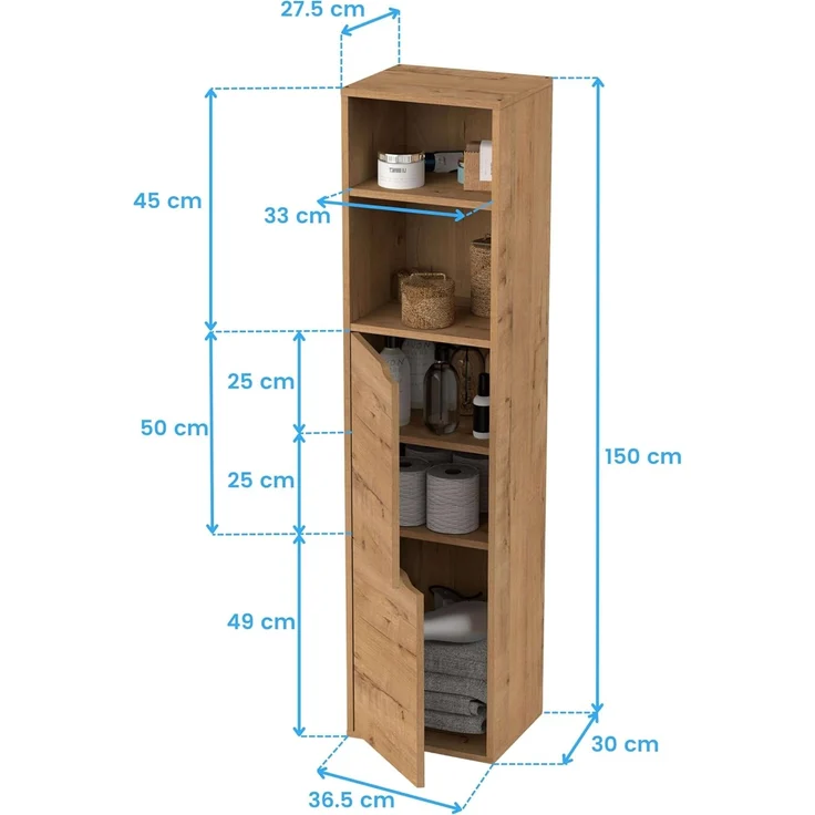 MUEBLES PITARCH Nadia-Säule, Eiche Gold, 150 x 36,5 x 30 cm – Bild 3